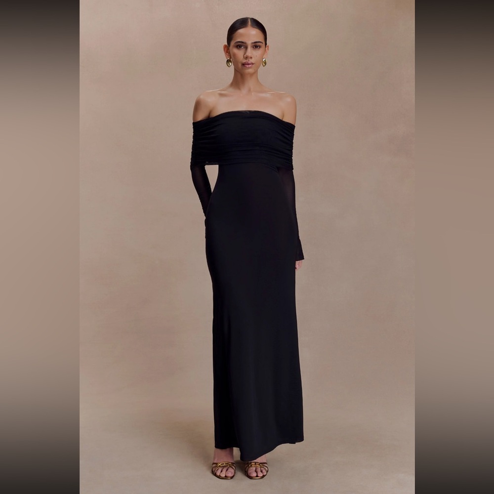 Meshki Black Off-Shoulder Maxi Dress